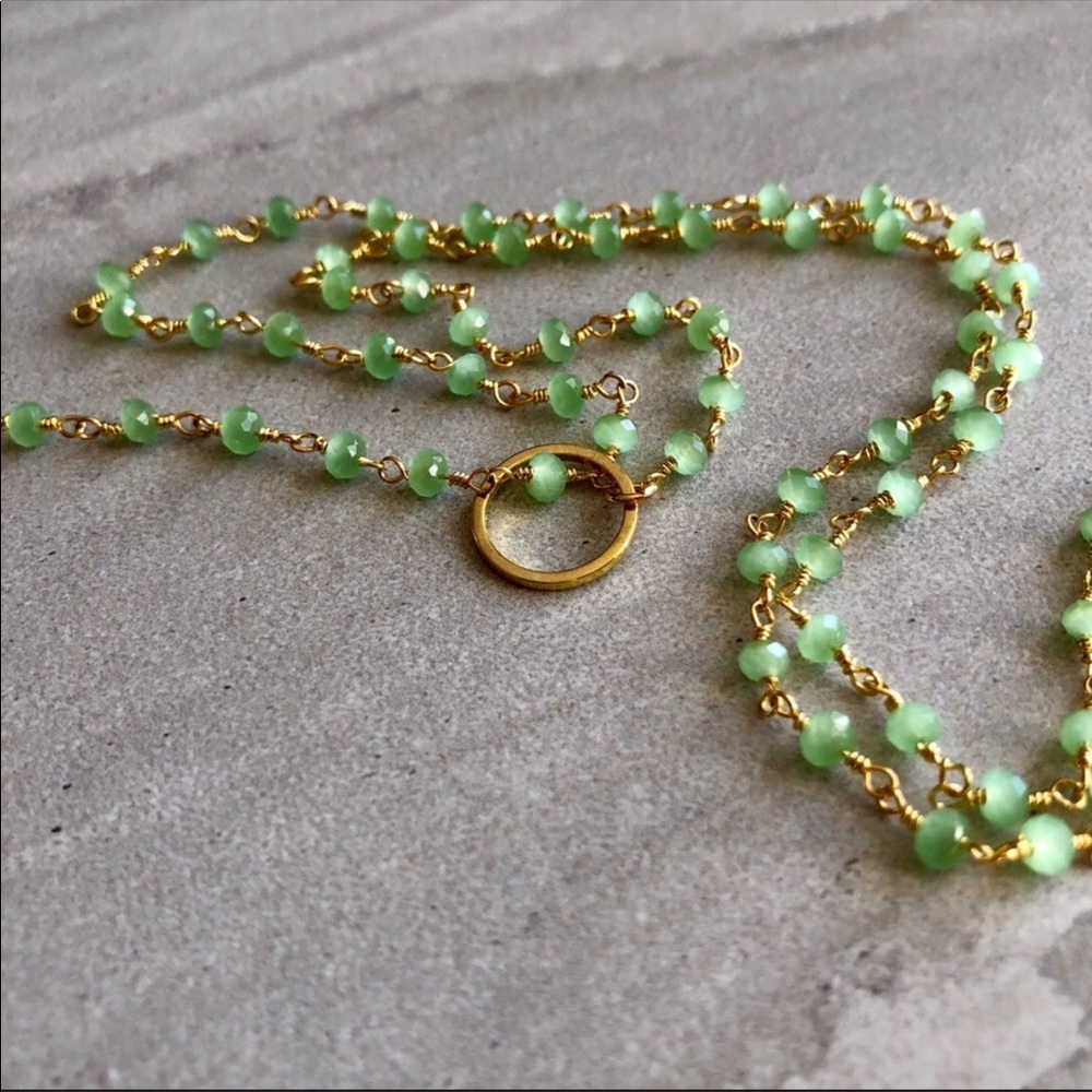 ❣️❣️Last One❣️❣️ Gold Rosary Prehnite Necklace - Picture 4 of 5